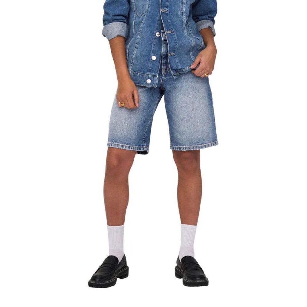 Only Blue Cotton Bermuda Women's Shorts